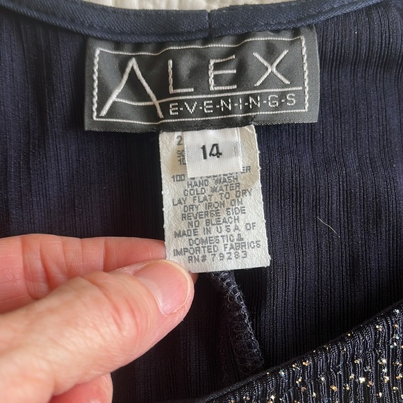 Alex Evenings Formal Maxi Dress +Long Jacket Women’s 14 Blue Stretchy Travel - Picture 9 of 17